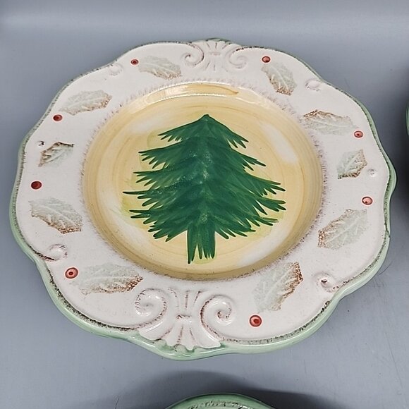 Set Of 4 Royal Norfolk Christmas Stoneware Dessert/Salad Plate  8.5" - Picture 3 of 7